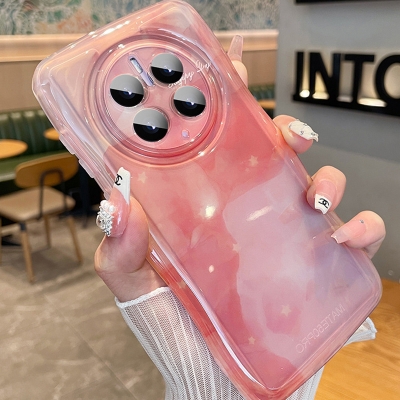 Suitable for Huawei mate60pro mobile phone case, halo gradient pink wave pattern drop-proof soft phone case