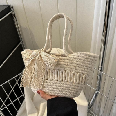 2024 new handmade woven bag vegetable basket handbag