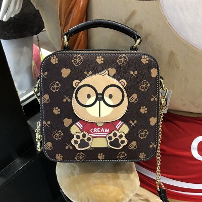 1088-3 CREAM BEAR cream bear bag women‘s new small square bag cartoon cute bear shoulder messenger bag