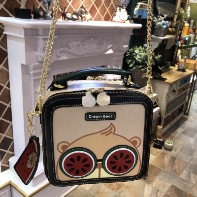 1170-4 CREAM BEAR Bag Cartoon Cute Watermelon Glasses Small Square Bag Birthday Gift Women‘s Single Shoulder Messenger Bag
