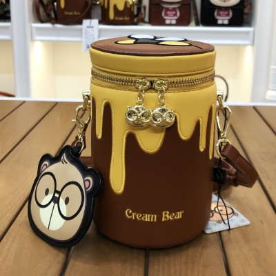 1208-1 Cream Bear Bag Honey Pot Messenger Bag Birthday Gift High Sense Summer Mini Bucket Bag