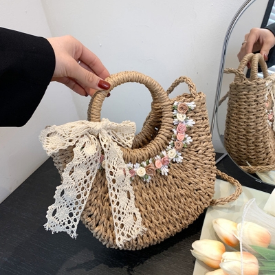2024 Summer New Beach Bag Straw Crossbody Woven Tote Vegetable Basket