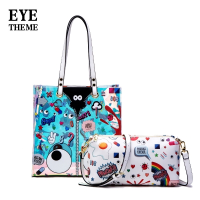 EYE THEME Hologram 2pcs handbag fashionable and sophisticated top-handle bag