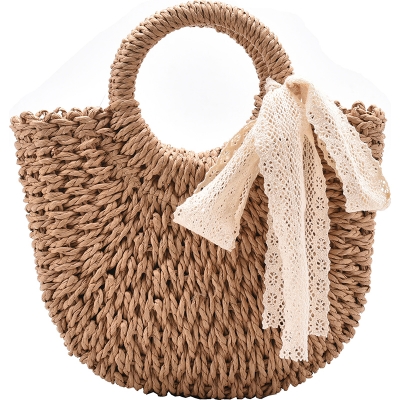 2024 New Straw Bag Fashion Shoulder Crossbody Tote Vegetable Basket