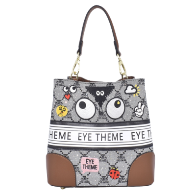 #2340 High quality Stylish brand bucket bag women eye theme cute grid bling fashion handbag for women