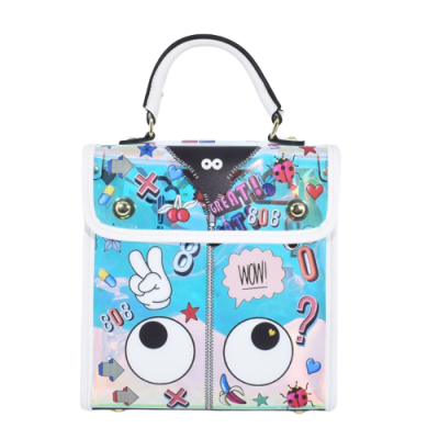Double Usage High End 2PCS SET #2360 Handbags Small Backpack Big Eye Printed Shoulder Bag EYE THEME hologram sling bag