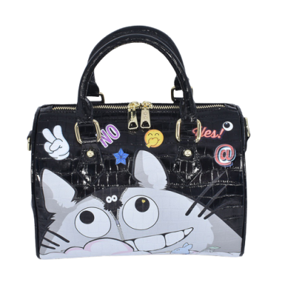 High Quality Stylish brand 2363 stone pattern PU tote handbag women eye theme big cat graffiti cute tote bag for women