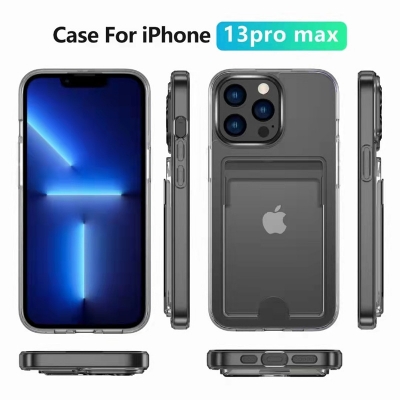 Crystal Transparent TPU + PC Phone Case With Card Slot