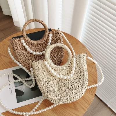 Straw Crossbody Bag Beach Vacation Shoulder Bag Large Capacity Woven Handbag
