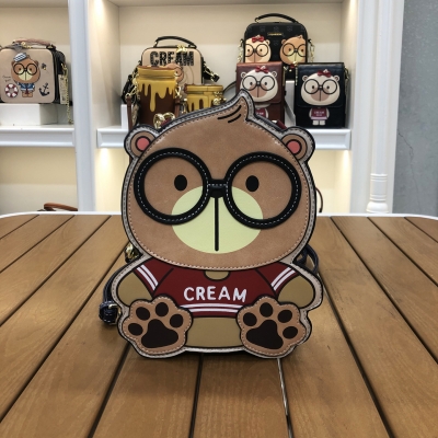C1048-6 CREAM BEAR bag doll cartoon cute fashion multi-function shoulder Messenger backpack