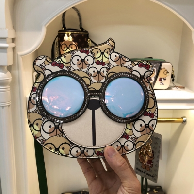 C1213-2 CREAM BEAR Stylish brand Cream Bear Avocado color leather bag for women with big eye