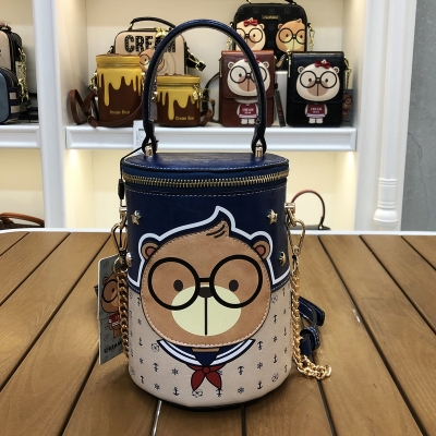 C1214-1 CREAM BEAR bag bucket bag new college style JK bag cartoon bear shoulder Messenger bag for female