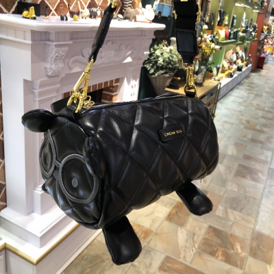 C1239-1 CREAM BEAR Cylindrical Bag Diagonal Bag Cartoon Cute Fashion Doll Casual Shoulder Messenger Bag For Female