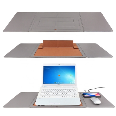 Computer Mouse pad Pu Leather Easy Fold Fast Wireless Charger Table Desk Mouse Pads