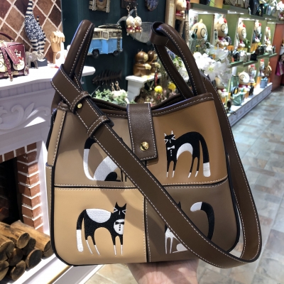 M1441-2 Sammao Four Grid Bucket Bag Cartoon Cat Cute Fashion Handbag Casual One Shoulder Messenger Bag Commuting Bag For Female