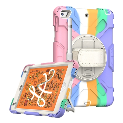 360 degree rotatable kickstand tablet case with strap build-in sponge protection design