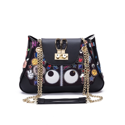 Fashion PU Leather Personalized Big Eye Bag Graffiti handbag