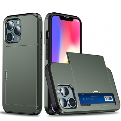 Hot Sale 2 in 1 Slide Cover Insert Card Two In One Phone Case For Iphone 13 Pro Max Tpu Pc Phone Case For Iphone 11