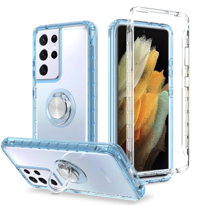 360 Full Cover Acrylic tpu shockproof Phone Case With Bracelet For Samsung S21 Ultra