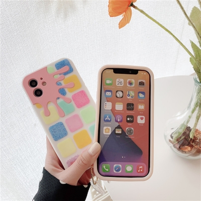 Silicone soft bubble Phone Cases For Iphone New Shimmer Color Disk Silica Soft Case for iPhone 12 Block phone case